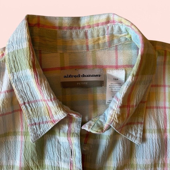 Vintage Alfred Dunner Pastel Plaid Button-Up Shirt – Size 16P - Picture 5 of 6